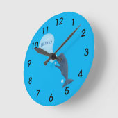Niedlicher Blasen-Wal-Cartoon Runde Wanduhr (Winkel)