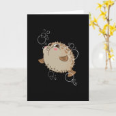 Niedlicher Blasfisch Karte (Gelbe Blume)