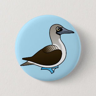 Niedlicher Blau-füßiger Dummkopf Button