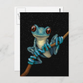 Niedlicher Blaubaumfrosch auf einer Zweigstelle mi Postkarte (Vorne/Hinten)