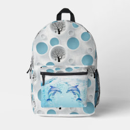niedlicher Blaudelphin abstrakter moderner Wandmal Bedruckter Rucksack