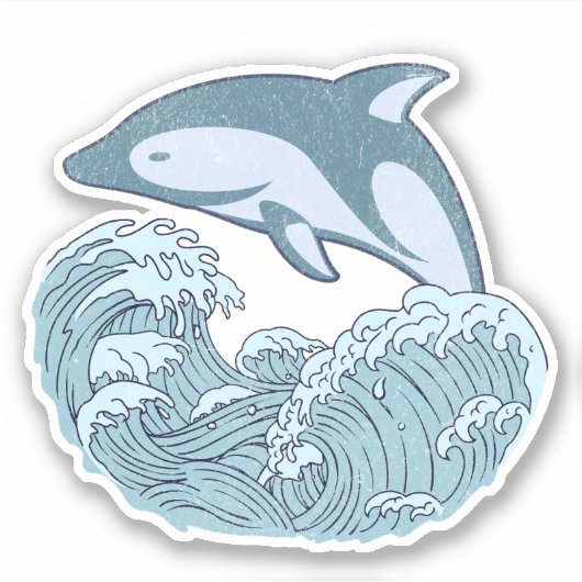 Niedlicher Blaudelphin Aufkleber (Vorderseite)