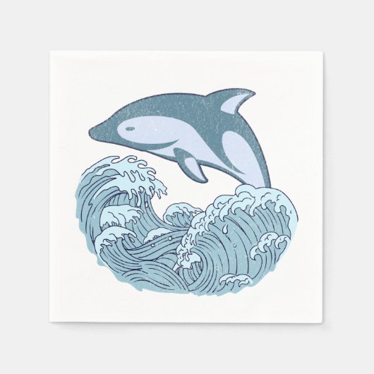 Niedlicher Blaudelphin Serviette (Vorderseite)