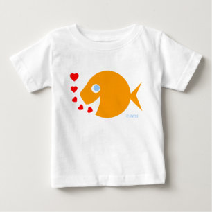 Niedlicher blaue Augen-Babygoldfish-Cartoon und Baby T-shirt