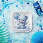 NIEDLICHER BLAUE BABY TEDDY BAR MIT BALLOON PAPPTELLER (Party)