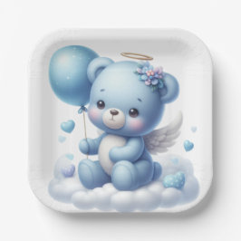 NIEDLICHER BLAUE BABY TEDDY BAR MIT BALLOON PAPPTELLER