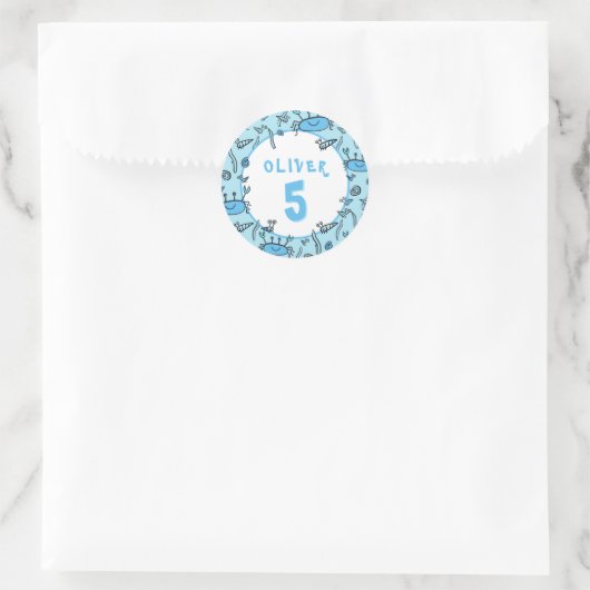 Niedlicher Blaue Krebse Runder Aufkleber (Tasche)