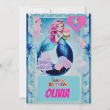 Niedlicher Blaue Meerjungfrau-Kindergeburtstag