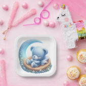 NIEDLICHER BLAUE SCHLAFBAR AUF DEM Mond Pappteller (Party)