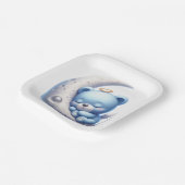 NIEDLICHER BLAUE SCHLAFBAR AUF DEM Mond Pappteller (Gewinkelt)