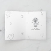 Niedlicher blauer Affe mit Herzen geklappt Dankesc Dankeskarte (Innenseite)