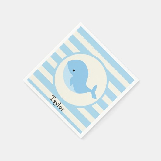 Niedlicher Blauer Baby; Streifen Serviette (Ecke)