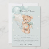 Niedlicher blauer Bär Bearly Wait Balloon Babydusc Dankeskarte (Vorderseite)