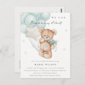 Niedlicher blauer Bär Bearly Wait Balloon Babydusc Postkarte (Vorne/Hinten)
