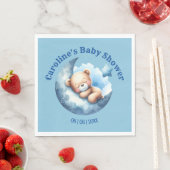 Niedlicher Blauer Bär Crescent Moon Babydusche Serviette (Beispiel)