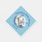 Niedlicher Blauer Bär Crescent Moon Babydusche Serviette (Ecke)