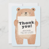 Niedlicher Blauer Bär Danke, Baby Ankündigung (Vorderseite)