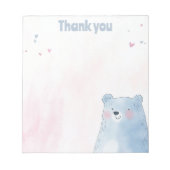 Niedlicher blauer Bär mit weichem pastellfarbenem Notizblock (Vorderseite)