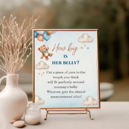 Niedlicher blauer Bär, wie groß ist ihr Bauchdusch Poster