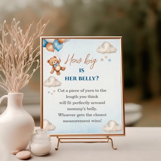 Niedlicher blauer Bär, wie groß ist ihr Bauchdusch Poster