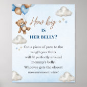 Niedlicher blauer Bär, wie groß ist ihr Bauchdusch Poster (Vorne)