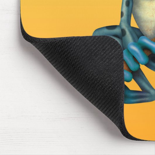 Niedlicher blauer Baum-Frosch mit Augen-Gläsern Mousepad (Ecke)