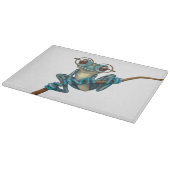 Niedlicher blauer Baum-Frosch mit Augen-Gläsern Schneidebrett (Ecke)