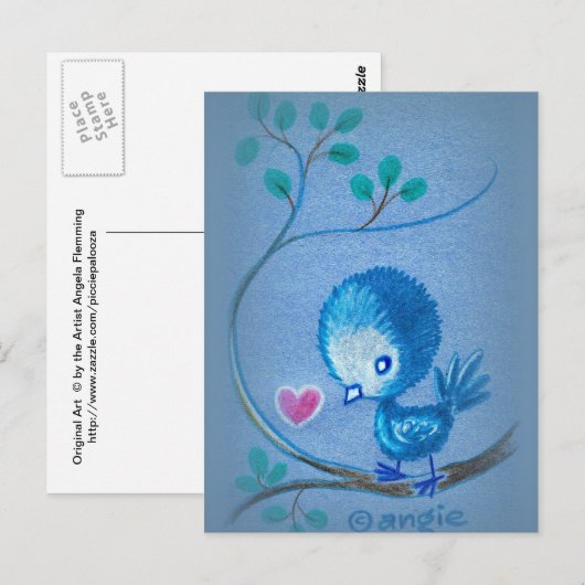 Niedlicher Blauer Bird Postkarte (Vorne/Hinten)