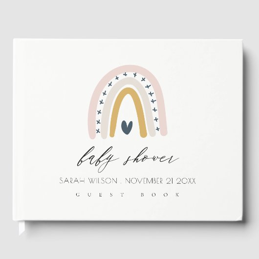 NIEDLICHER BLAUER BLAUER RAINBOW HERZKIDEN BABY DU GÄSTEBUCH (Vorderseite)