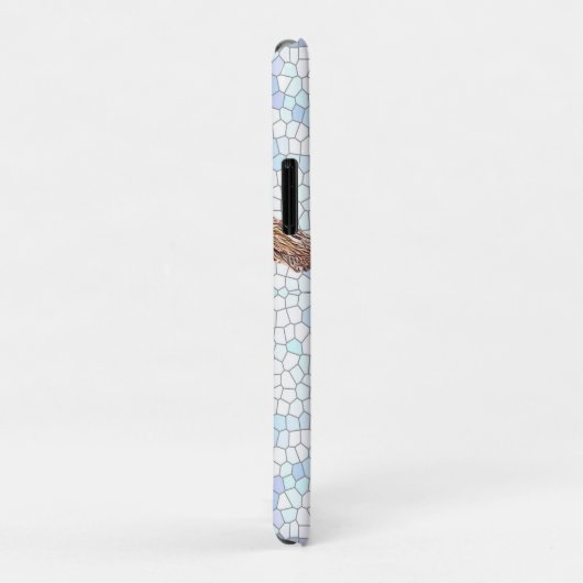 Niedlicher blauer Budgie auf Mosaikhintergrund Case-Mate iPhone Hülle (Hinten/Rechts)