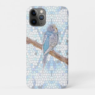 Niedlicher blauer Budgie auf Mosaikhintergrund Case-Mate iPhone Hülle