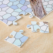 Niedlicher blauer Budgie auf Mosaikhintergrund Puzzle (Seite)