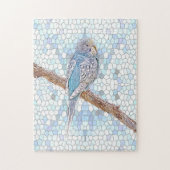 Niedlicher blauer Budgie auf Mosaikhintergrund Puzzle (Vertikal)