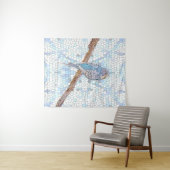 Niedlicher blauer Budgie auf Mosaikhintergrund Wandteppich (Beispiel (Horizontal))