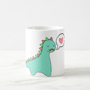 Niedlicher blauer Dinosaurier-Schnurrbart Kaffeetasse