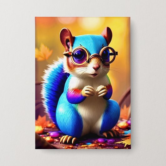 Niedlicher blauer Eichhörnchen mit Brille-56786 Button (Vorderseite)