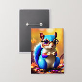 Niedlicher blauer Eichhörnchen mit Brille-56786 Button (Vorderseite/Rückseite)