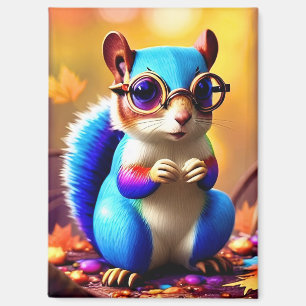 Niedlicher blauer Eichhörnchen mit Brille-56786 Magnet