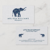 Niedlicher Blauer Elefant Farbenfrohe botanische B Visitenkarte (Vorne/Hinten)