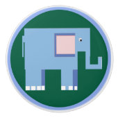 Niedlicher Blauer Elefant Keramikknauf (Vorderseite)