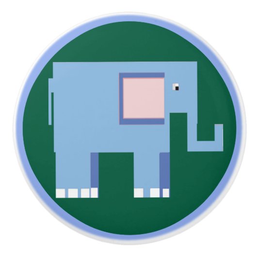 Niedlicher Blauer Elefant Keramikknauf (Vorderseite)