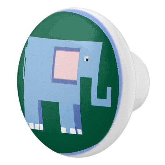Niedlicher Blauer Elefant Keramikknauf (Rechts)