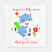 Niedlicher blauer Elefant mit Kinderdusche mit rot Serviette (Vorderseite)