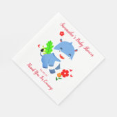 Niedlicher blauer Elefant mit Kinderdusche mit rot Serviette (Ecke)