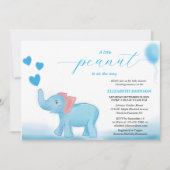 niedlicher, blauer Elefant mit Liebe Babydusche Einladung (Vorderseite)