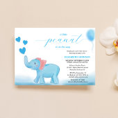 niedlicher, blauer Elefant mit Liebe Babydusche Einladung
