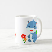 Niedlicher blauer Elefant mit roten Blume Kaffeetasse (VorderseiteRechts)