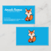 Niedlicher Blauer Fuchs Kinderbetreuung Visitenkarte (Vorne/Hinten)