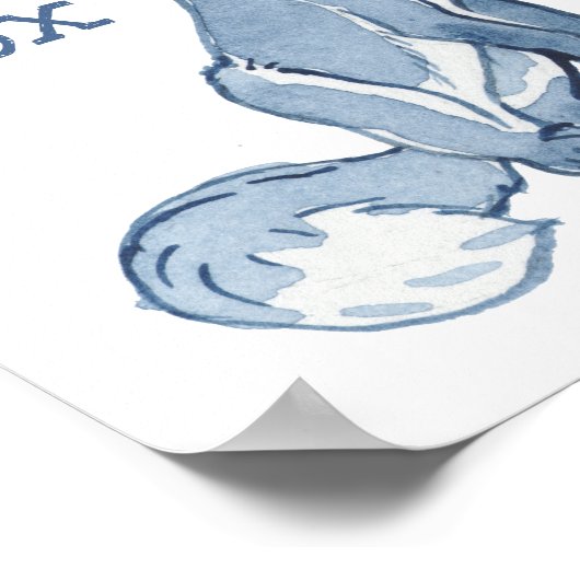 Niedlicher Blauer Fuchs Wasserfarbe Tierart wild Poster (Ecke)