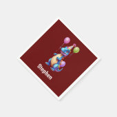 Niedlicher blauer Geburtstag-Dinosaurier Serviette (Ecke)